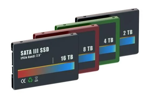 Set of colored TB solid state drives (SSD) イラスト素材