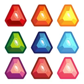 A set of colored triangle gems Stock Illustration