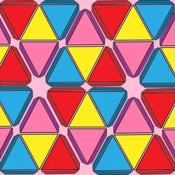 Set of colored triangles geometric background pink Stock Illustration