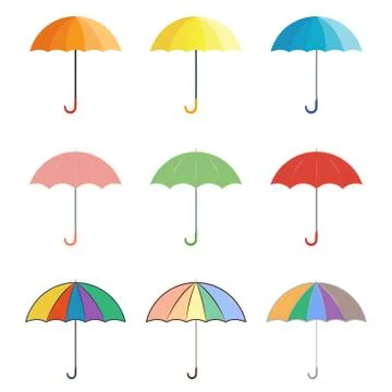Set of colored vector icons umbrellas Stock Illustration