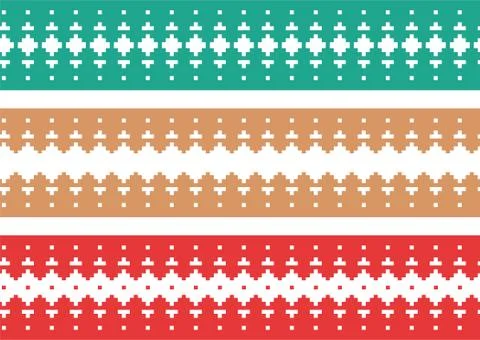 Set of colored vector pixel christmas knitted ornaments Illustrazione stock