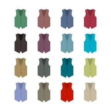 Set of colored waistcoats, vector illustration. Stockillustratie