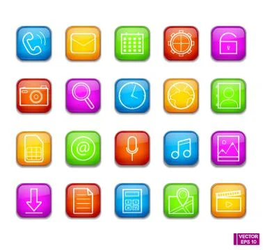Set of colored web icons or signs. Stockillustratie