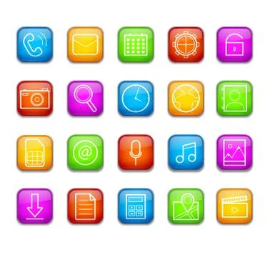 Set of colored web icons or signs. Stock Illustration