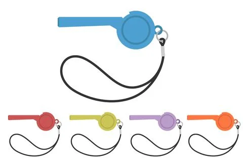 Set of colored whistles vector illustration Stock Illustration