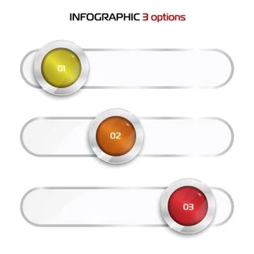 Set of colorful 3d buttons. Vector illustration. One two three - progress steps Stock Illustration