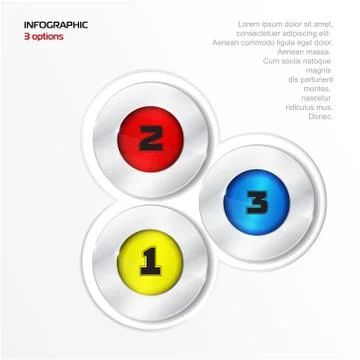 Set of colorful 3d buttons. Vector illustration. One two three - progress steps Stock Illustration