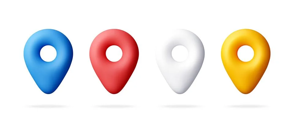 Set of colorful 3d map pointer icons 스톡 일러스트