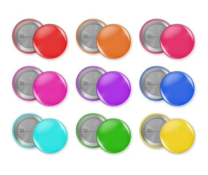 Set of colorful 3D round buttons and badges, isolated on transparent background Stock Illustration