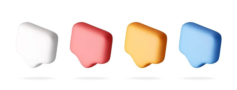 Set of colorful 3d speech bubble icons Illustrazione stock