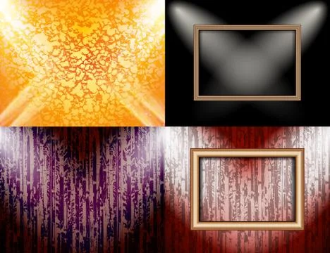Set of colorful abstract backgrounds and frames for text or photos illuminated b Illustrazione stock