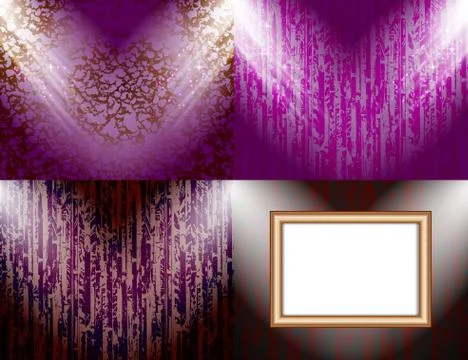 Set of colorful abstract backgrounds and frames for text or photos illuminated b Illustrazione stock