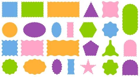 Set of colorful abstract frames with wavy borders and organic shapes. Flat st Stock Illustration