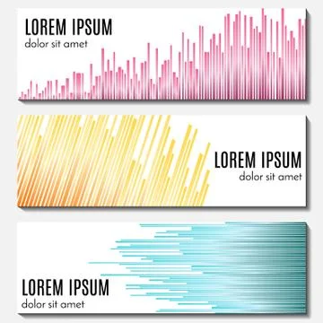 Set of colorful abstract header banners with equalizers Illustrazione stock
