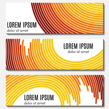 Set of colorful abstract header banners with curved lines Stock Illustration