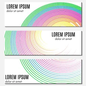 Set of colorful abstract header banners with curved lines and place for text Stock-Illustration
