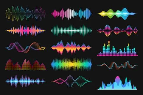 A set of colorful abstract sound waves Illustrazione stock