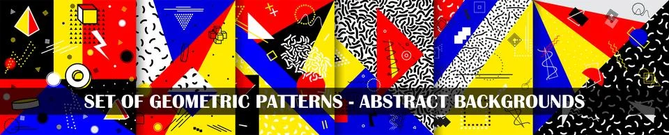 Set of colorful abstract vector backgrounds with creative geometric shapes Stockillustratie