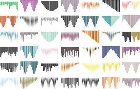 Set of colorful abstract wave patterns with varying shapes and designs for .. Stockillustratie