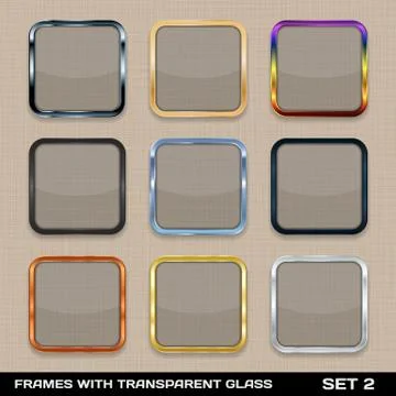 Set Of Colorful App Icon Frames, Templates, Buttons. Stock Illustration