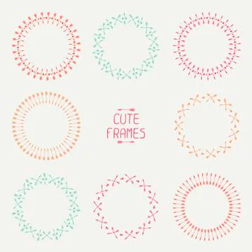 Set of colorful arrows frames. Trendy hand drawn doodles style. Sketch Stock Illustration