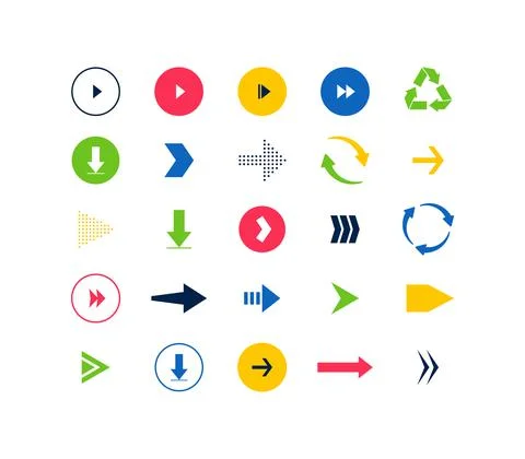 Set of colorful arrows. Stock Illustration