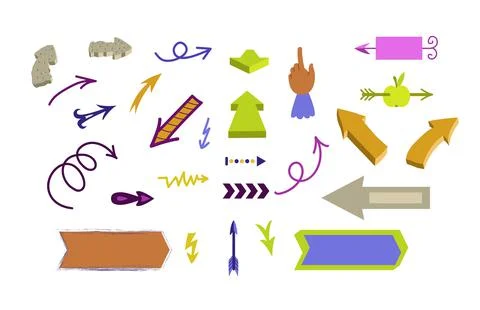 The set of colorful arrows, pointers, cursors, indicators Stock Illustration