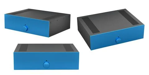 Set of colorful audio amplifiers with minimalistic design isolated on white.. Stock Illustration