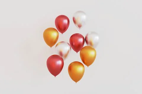 Set of colorful balloons with empty space for text. 3d render Stock Photos