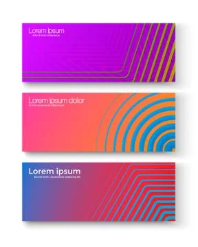 Set of colorful banners. Set of different bright geometric banners in vector Stock Illustration