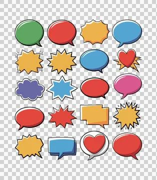 Set of colorful blank comic speech bubble collection 스톡 일러스트