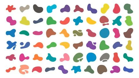Set of colorful blob liquid elements. Fluid blob colorful elements. Liquid sh Stock Illustration