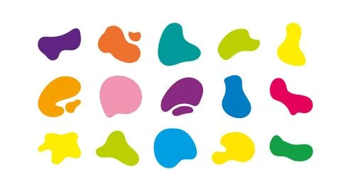Set of colorful blob liquid elements. Fluid blob colorful elements. Liquid .. Illustrazione stock