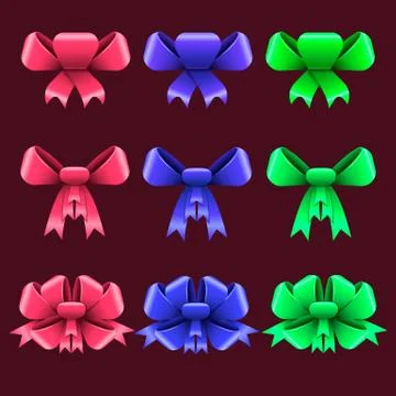 Set with colorful bows Stock Illustration
