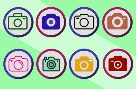 Set of colorful Camera icon vector with different style Stock-Illustration
