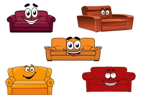 Set of colorful cartoon sofas Illustrazione stock