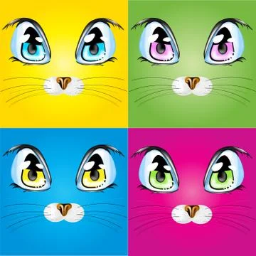 Set with colorful cats. Stock Illustration