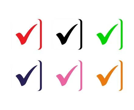 Set of colorful check marks design isolated on white background Stock Illustration