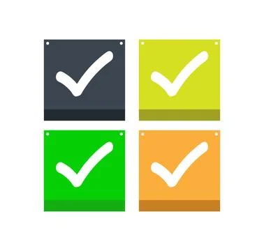 Set of colorful check marks in square shape Stock Illustration