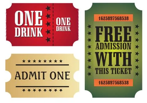 Set of colorful cinema tickets, vector illustration Stock Illustration