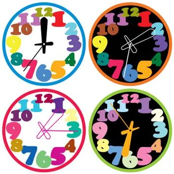 Set of a colorful clocks Stock Illustration