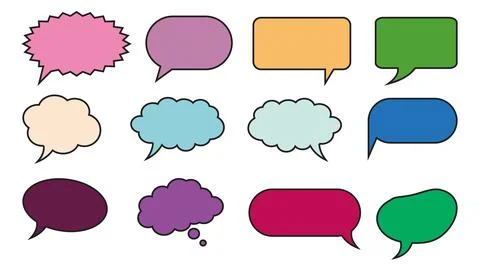 Set of colorful comic speech bubbles. Stock Illustration