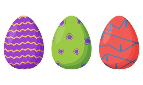 Set of colorful decorated Easter eggs isolated on a white background. Spring イラスト素材