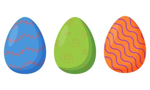 Set of colorful decorated Easter eggs isolated on a white background. Spring  스톡 일러스트