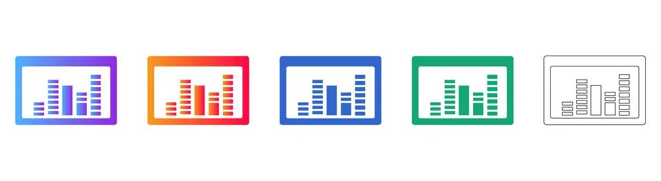 Set of Colorful Digital Audio Equalizer Icons Stock Illustration