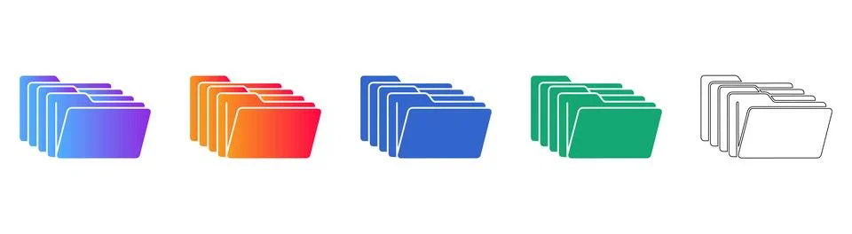 Set of Colorful Document Folder Icons イラスト素材