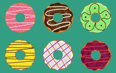 Set of colorful donuts. Stock Illustration