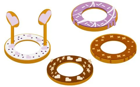 Set of colorful donuts .Isometry Stock Illustration