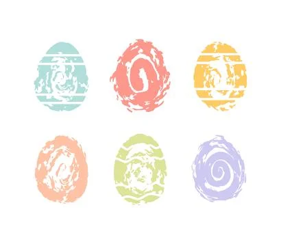 Set of colorful Easter chocolate eggs in abstract style. Grunge textures. For イラスト素材