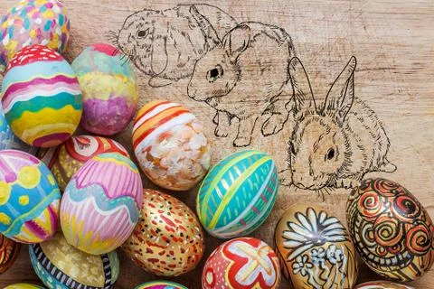 Set of colorful easter egg Stock Photos